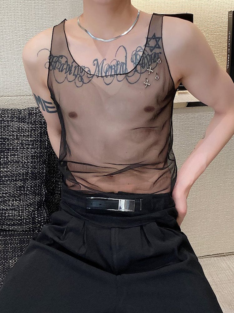 menaful Men's Slim Mesh Racerback Vest