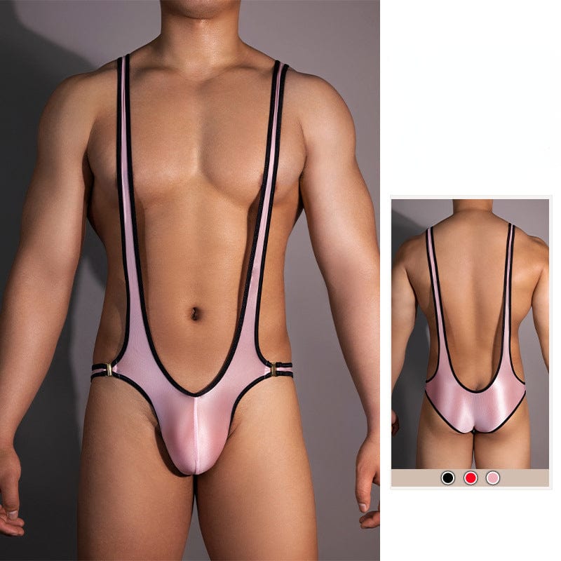 Menaful™ pink+black / onesize Men's U-shaped Transparent Suspenders Jumpsuit
