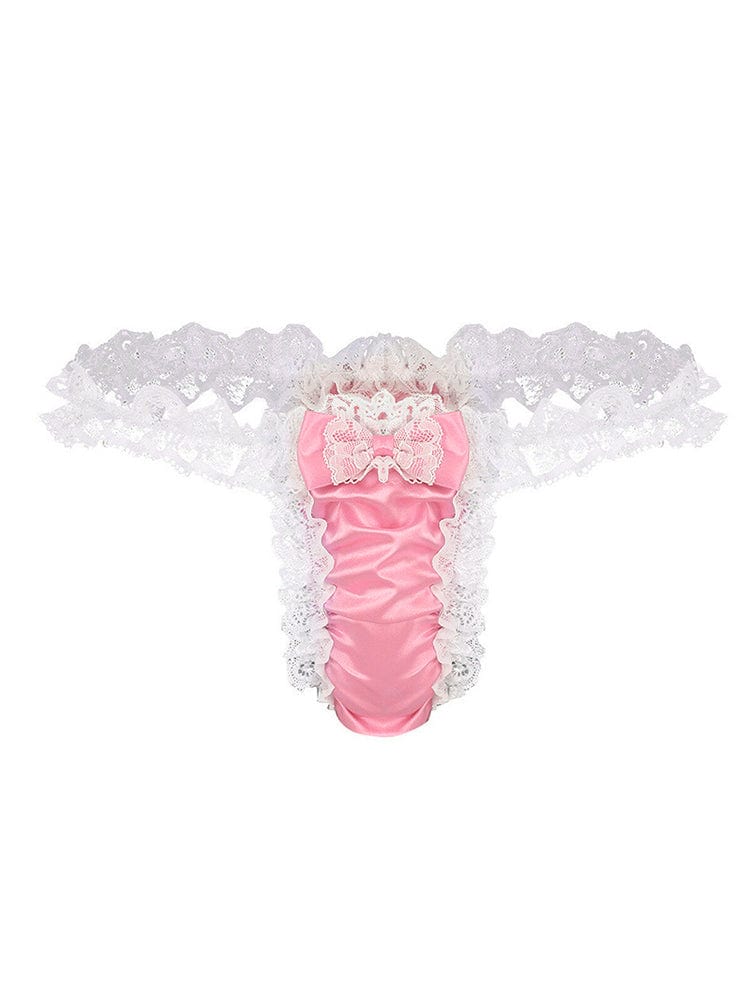 menaful Pink / M Men's Lace Sexy Spandex Thong