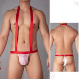 Menaful™ pink / one-size Men's Elastic Thong with Suspenders