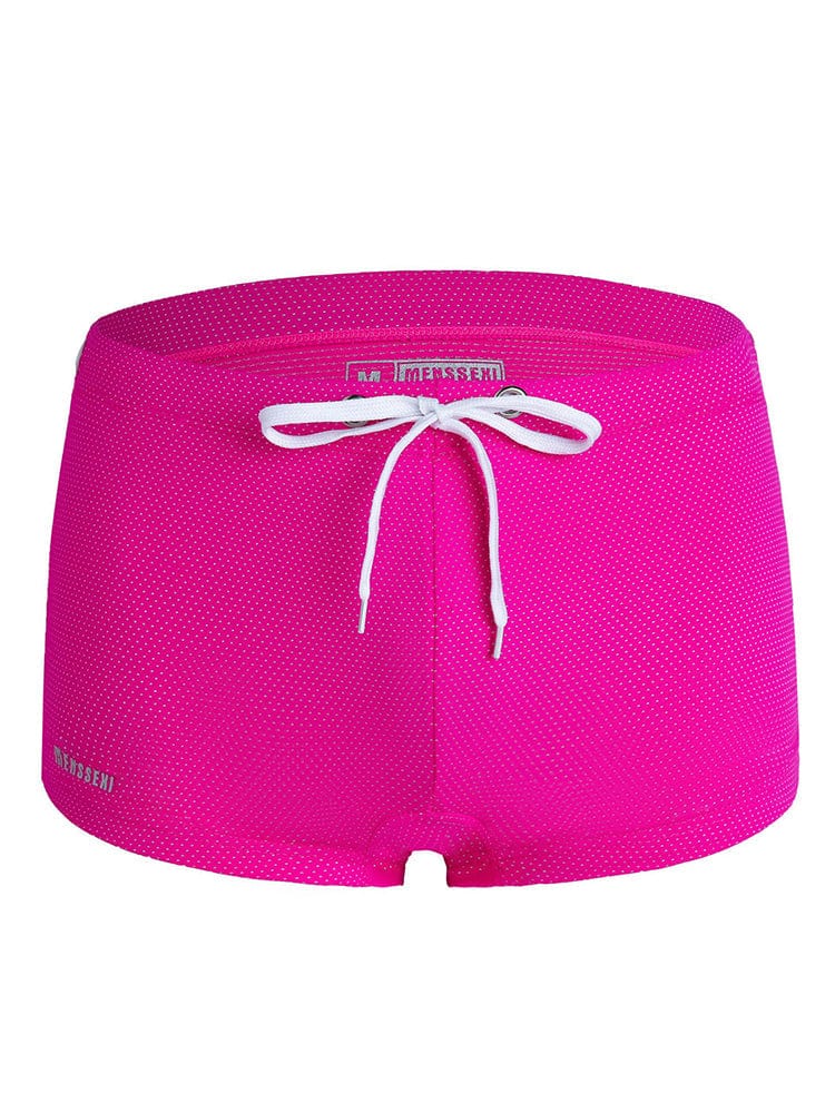 menaful Pink / S Men's Summer Tethered Boxer Swim Trunks