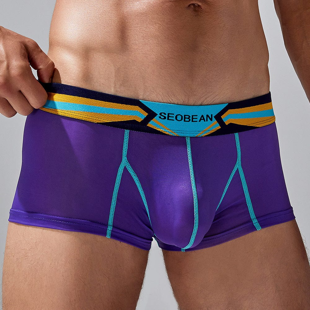 Menaful™ purple / M Men's Breathable Striped Boxer Briefs