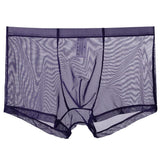 menaful Purple / M Mid Waist Mesh Sexy Pouch Bag Boxers