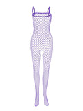menaful Purple / One Size Men's Open Crotch Mesh Bodysuit