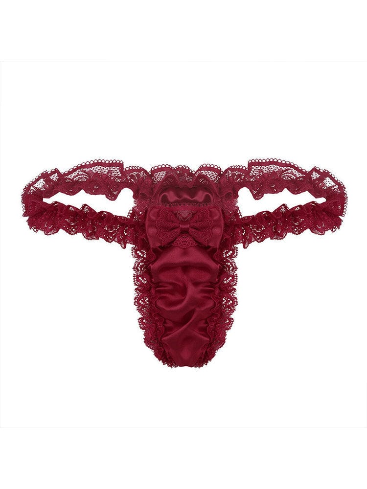 menaful Red / M Men's Lace Sexy Spandex Thong