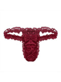 menaful Red / M Men's Lace Sexy Spandex Thong