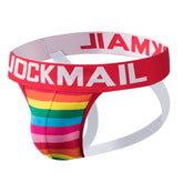 menaful Red / M Rainbow Stripe Cotton Pride Jockstrap