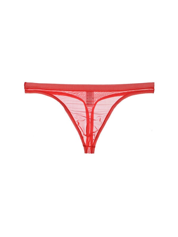 menaful Red / M Transparent See Through Thong