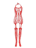 menaful Red / One Size Front And Rear Cutout Sock Bodysuit