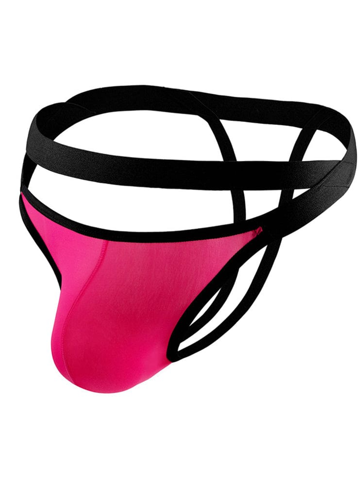 menaful Rose Red / M Men's Icy Silk U-Bag Hollow Thong