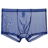 menaful Royal Blue / M Mid Waist Mesh Sexy Pouch Bag Boxers