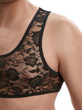 menaful See Through Tight Elastic Lace Crop Top Tank