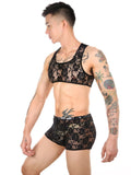menaful See Through Tight Elastic Lace Crop Top Tank