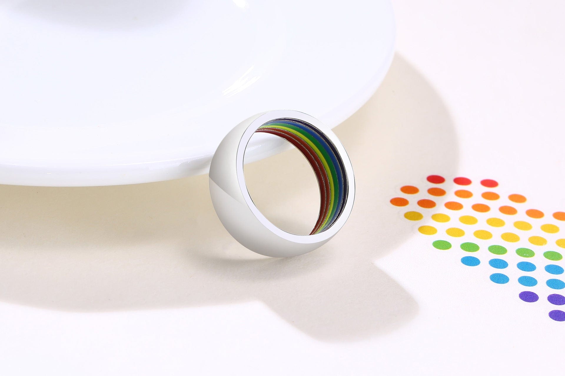 Menaful™ Silver / 7 8MM Rainbow Ring PR-023