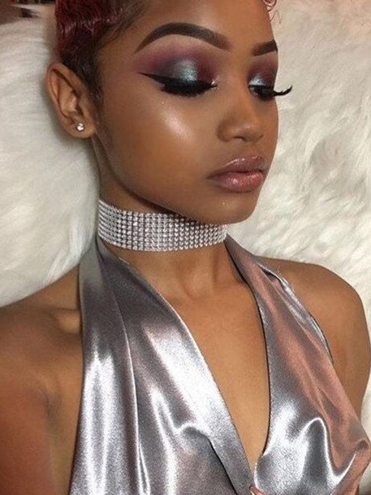 menaful Simple Diamond Choker Necklace