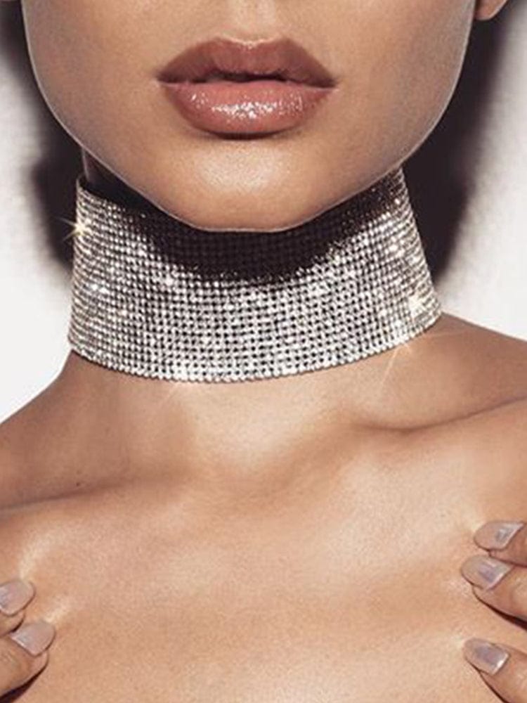 menaful Simple Diamond Choker Necklace