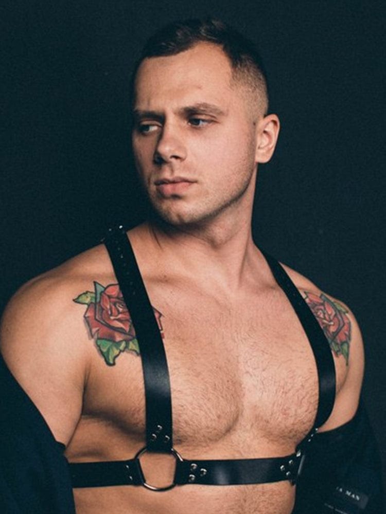 menaful Straps / One Size Mens Chest Harness Sexy Belts - Black
