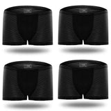 Menaful™ underwear Black / L (30-32) Silky Sheer Striped Boxer Briefs 4-Pack