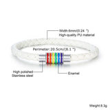 Menaful™ white 20.5CM Rainbow PU leather bracelet PB-004