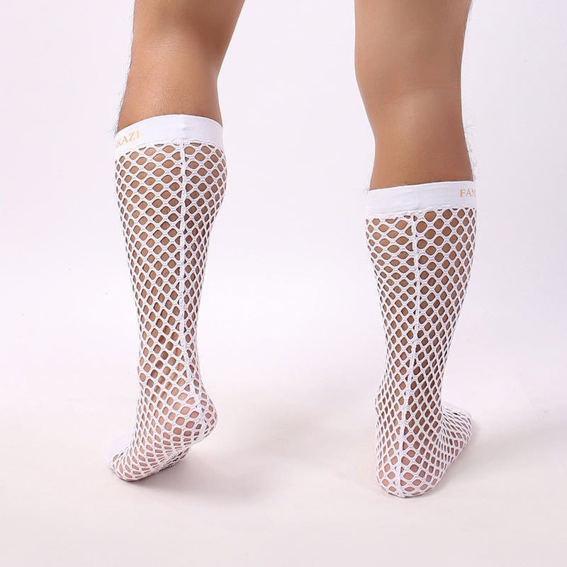 menaful White / M (39-41) Cutout Mesh Men's Fishnet Socks