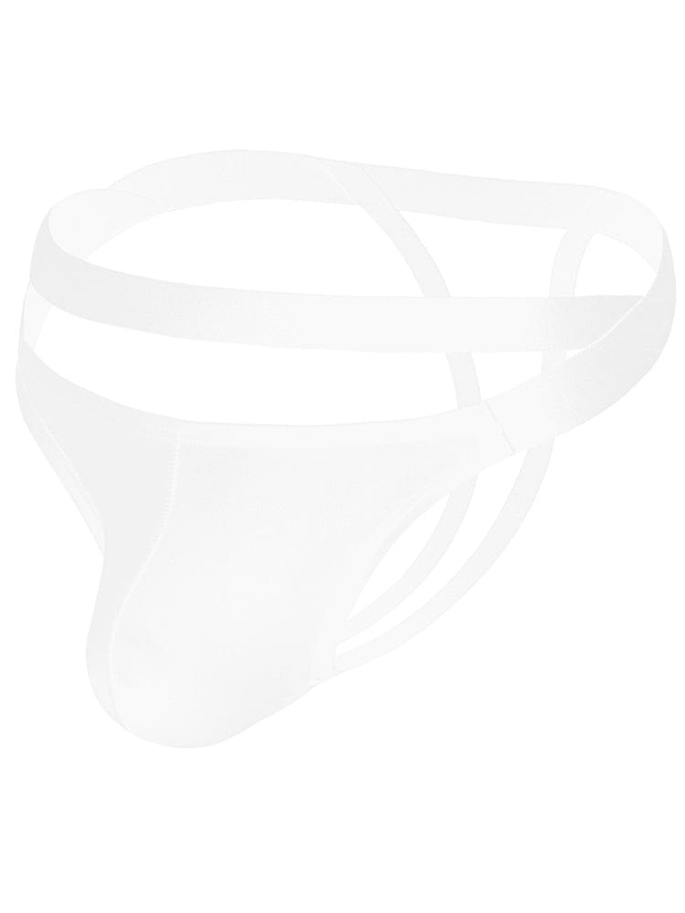 menaful White / M Men's Icy Silk U-Bag Hollow Thong