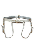 menaful White / One Size Men's Leather Double Belt Binding Bondage