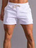 menaful White / S Casual Cotton Sports Short Shorts