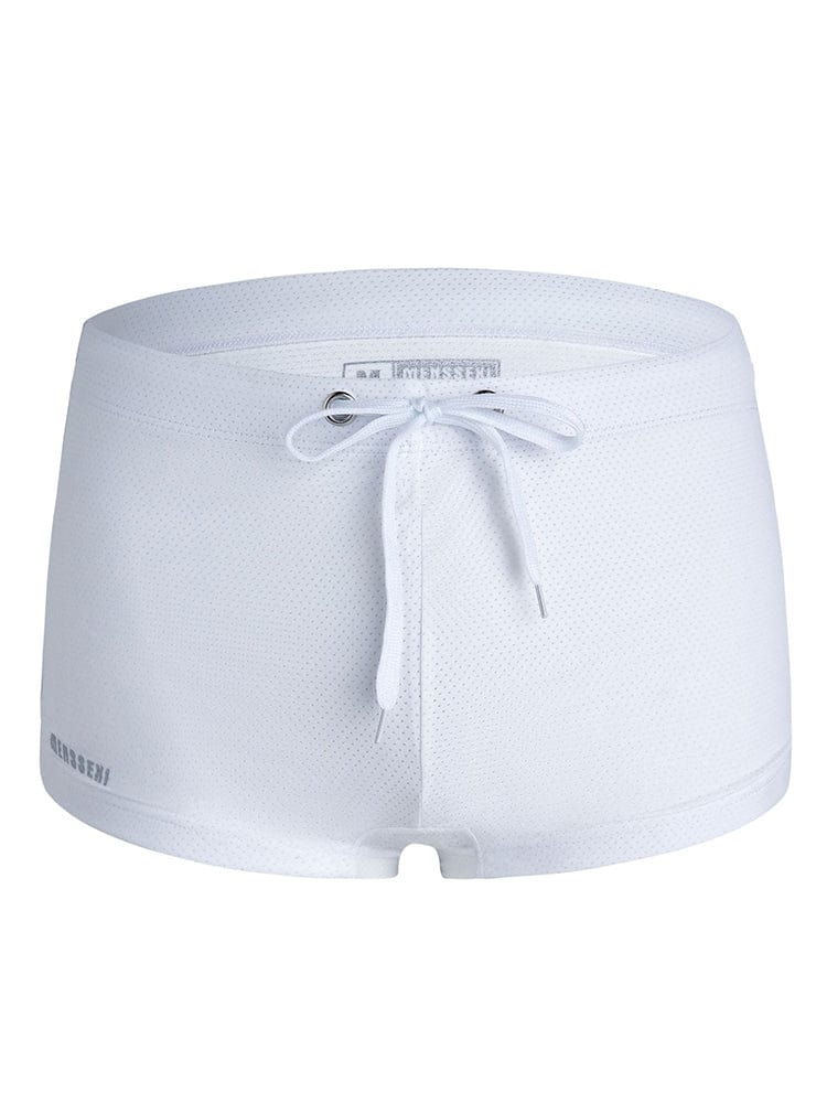 menaful White / S Men's Summer Tethered Boxer Swim Trunks