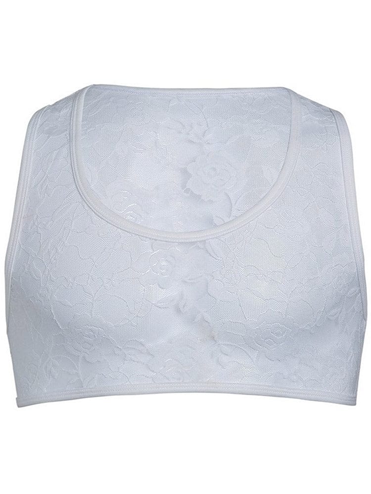 menaful White / S See Through Tight Elastic Lace Crop Top Tank