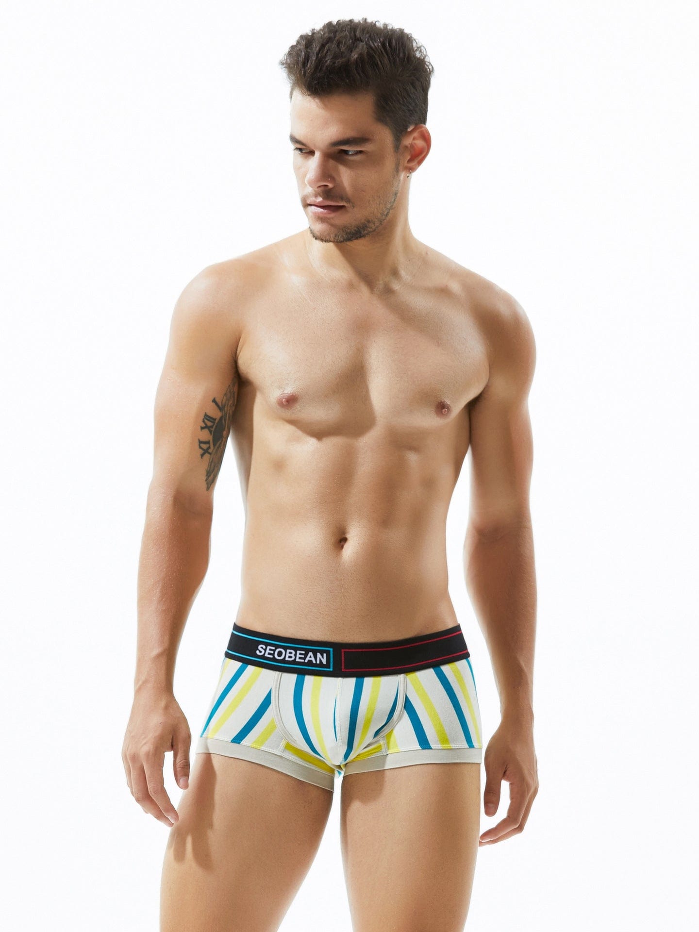 menaful Yellow / M Fashion Vertical Stripes Men's Boxer Briefs