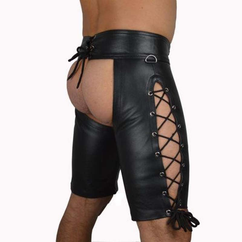 Men's Open-Sided Patent Leather Wild Shorts