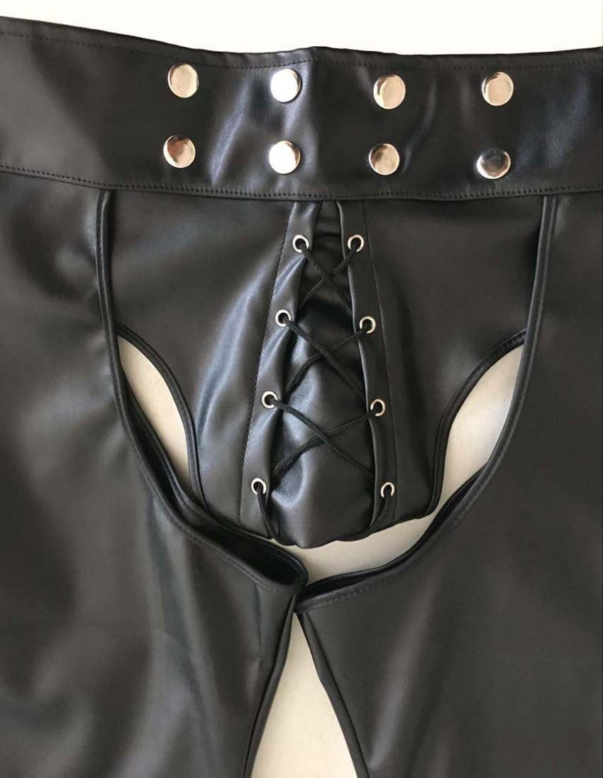 Men's Open-Sided Patent Leather Wild Shorts