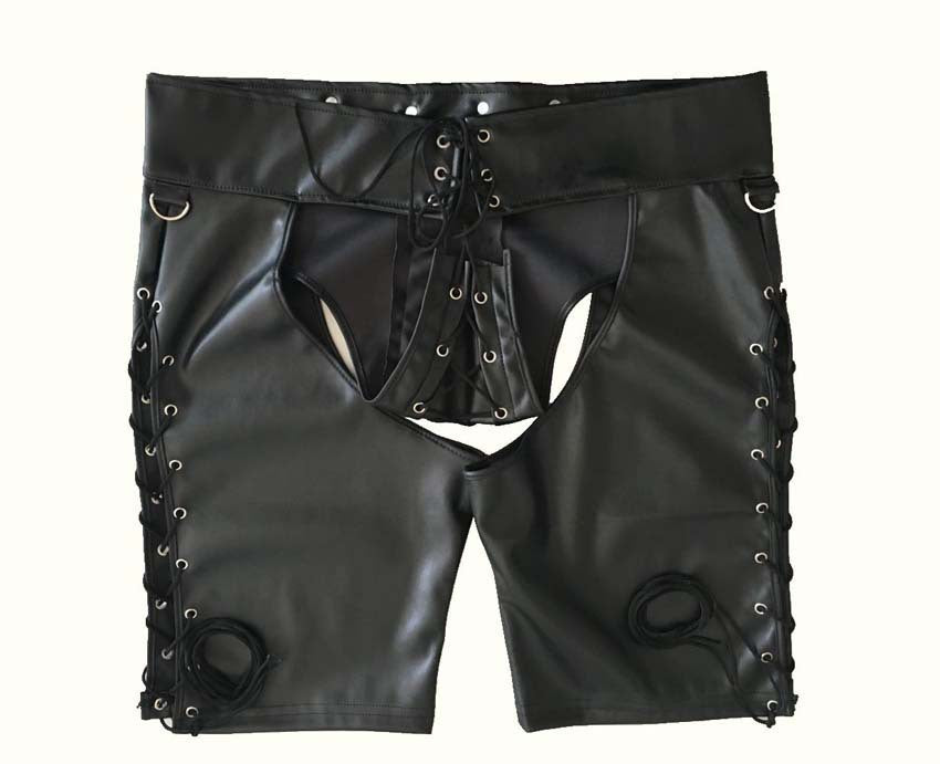 Men's Open-Sided Patent Leather Wild Shorts