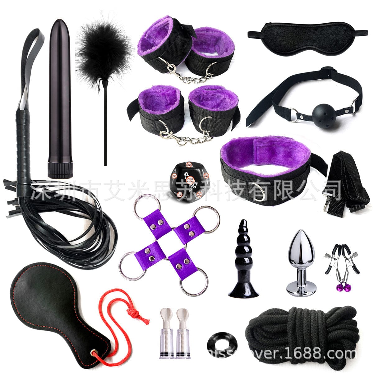 Menaful™ 17 items-purple SM Bondage Set