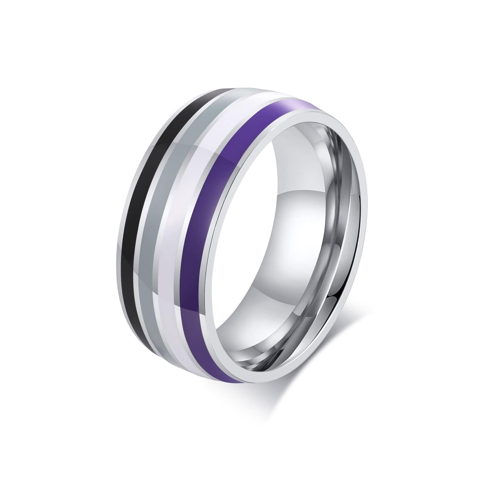 Menaful™ 6 / Black 8mm Rainbow gay Ring