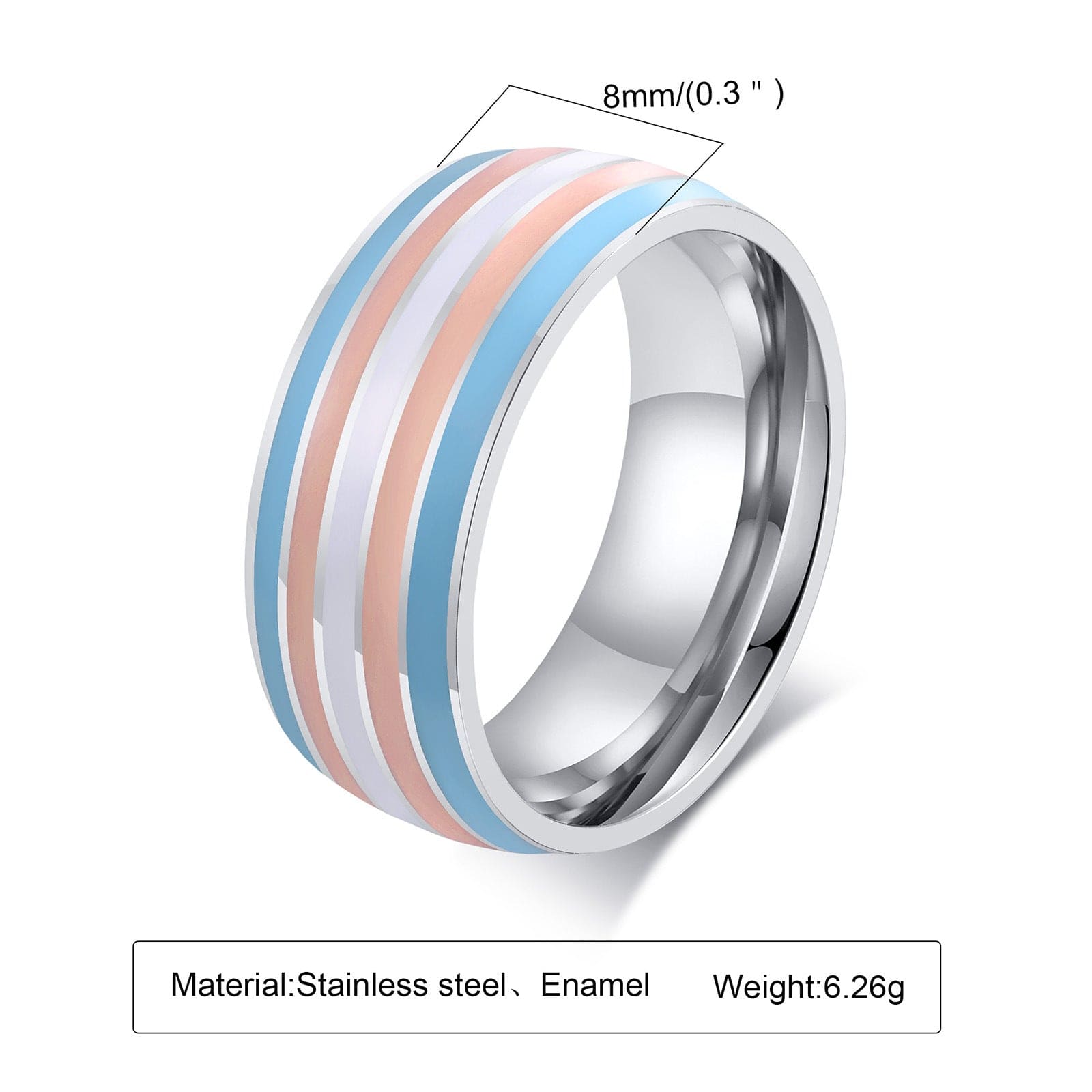 Menaful™ 6 / pink 8mm Rainbow gay Ring