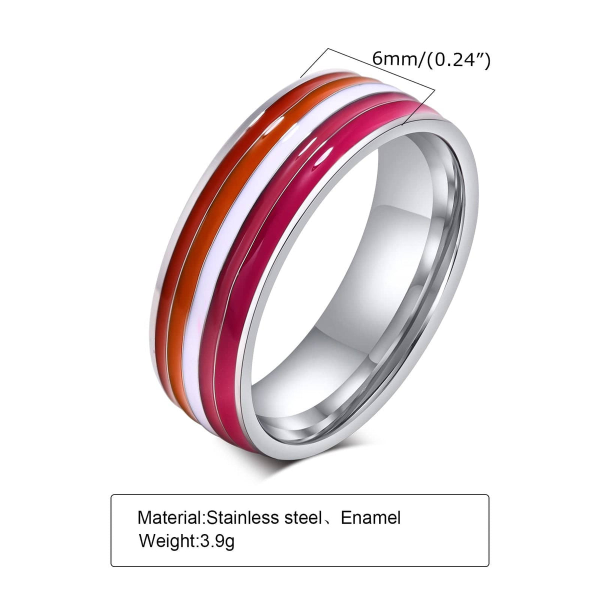 Menaful™ 6 / Red 8mm Rainbow gay Ring