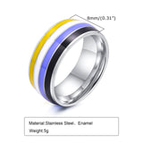 Menaful™ 6 / Yellow 8mm Rainbow gay Ring