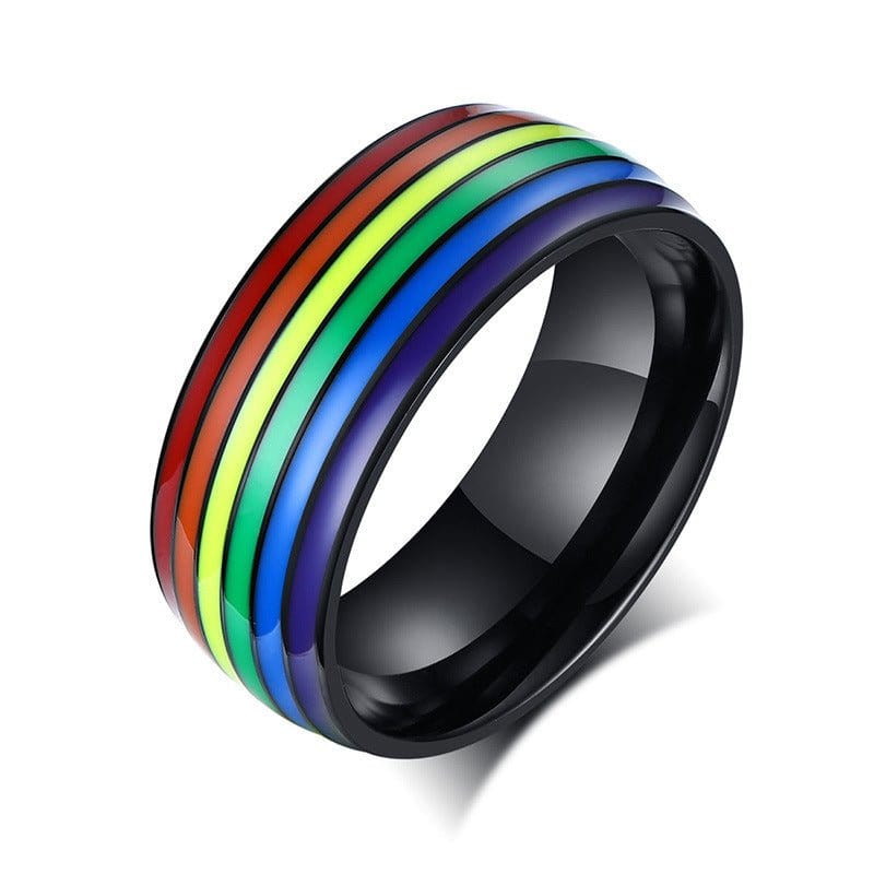 Menaful™ 7 / Black 8mm rainbow ring PR-020