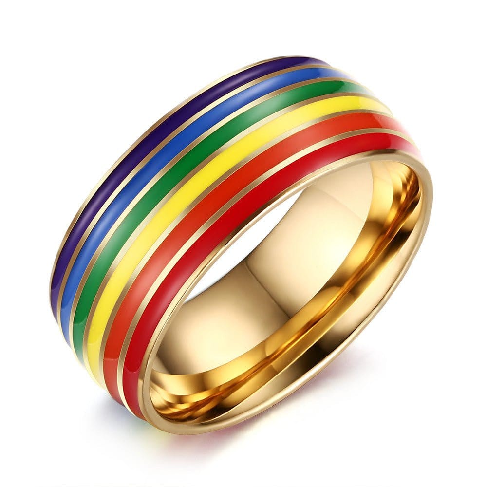 Menaful™ 7 / Gold 8mm rainbow ring PR-020