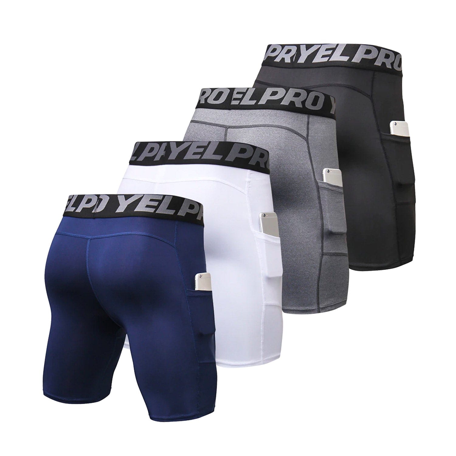 Menaful™ activewear Pocketed Compression Pants 4-Pack