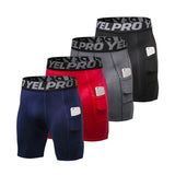 Menaful™ activewear S (25-27) / Black, Grey, Red & Navy Pocketed Compression Pants 4-Pack