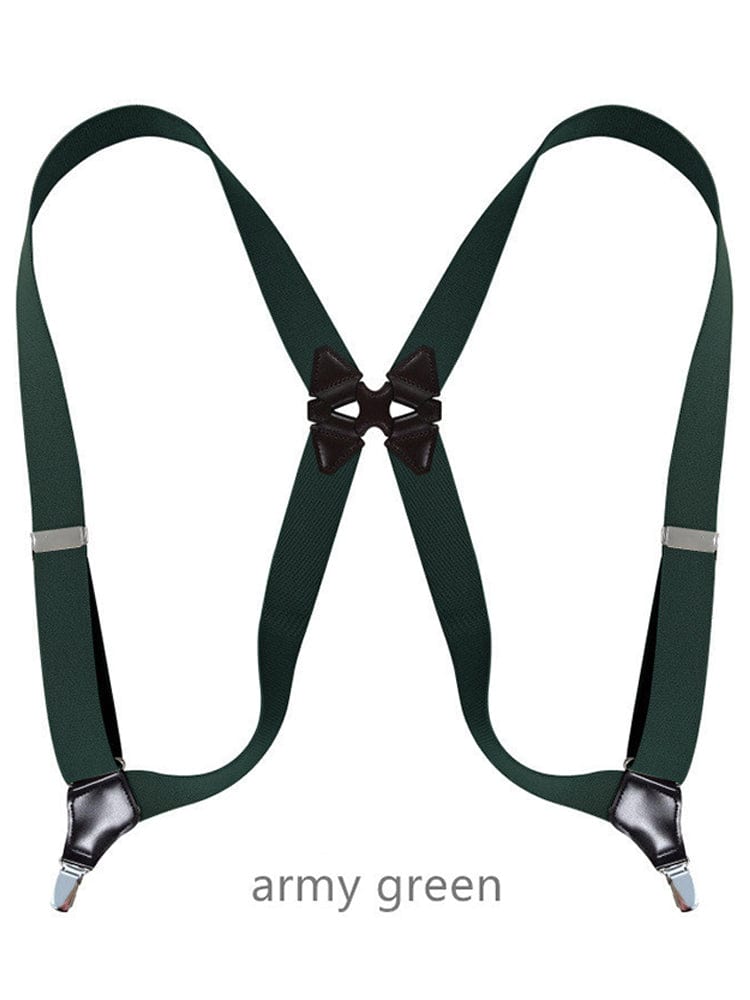 menaful Army Green / Elastic British Armpit Holster Type Suspenders Clip Trousers Suspenders