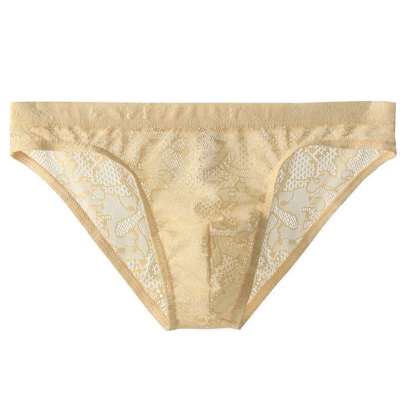 menaful Beige / M Lace Sheer Briefs