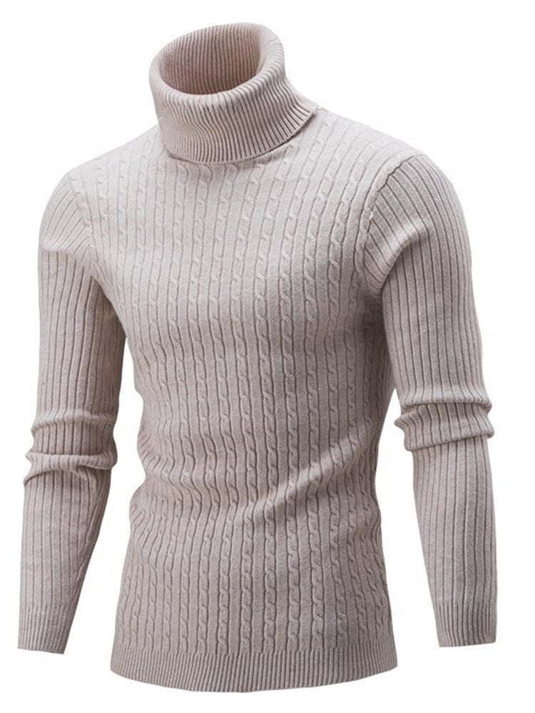 menaful Beige / M Men's Turtleneck Bottoming Sweater