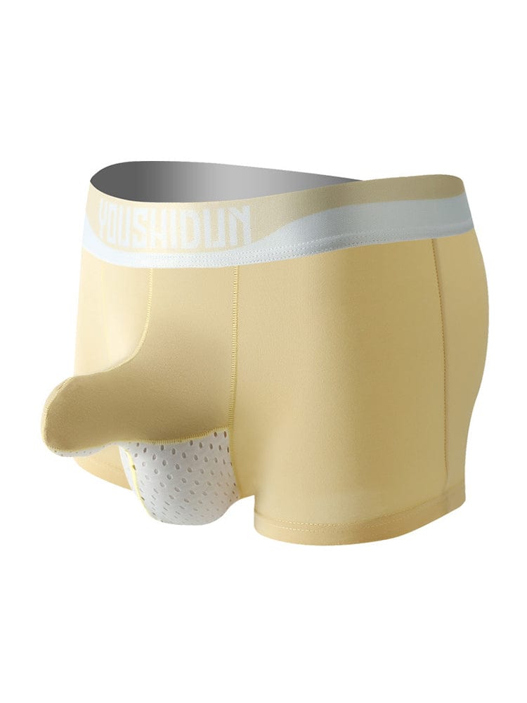 menaful Beige / M Mid-waist Cotton Breathable Boxer Briefs