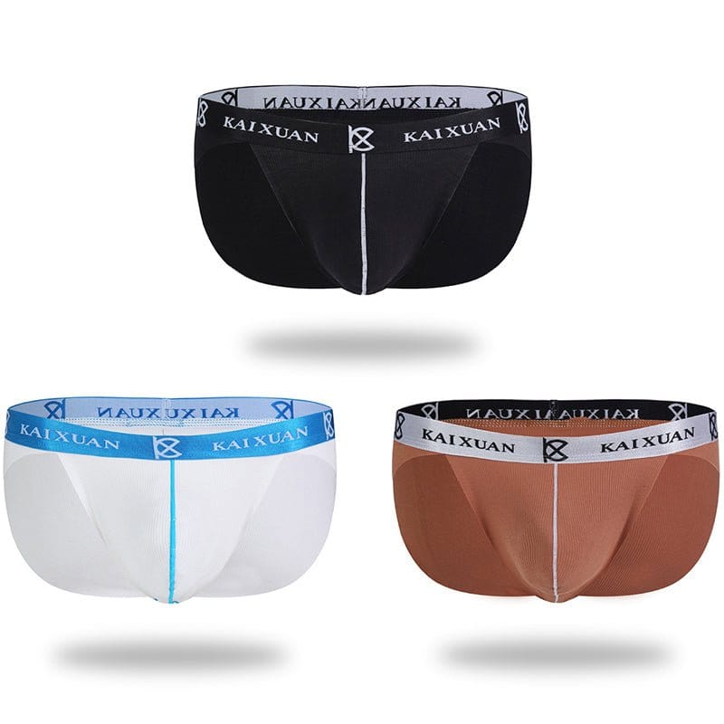 menaful Bikini Black*White*Brown / XS 3 Pack Cool Modal Trackless Support Pouch Briefs