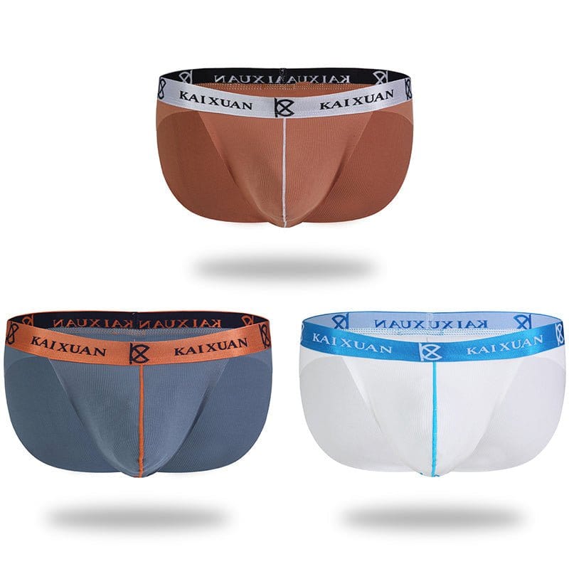 menaful Bikini Brown*Grey*White / XS 3 Pack Cool Modal Trackless Support Pouch Briefs