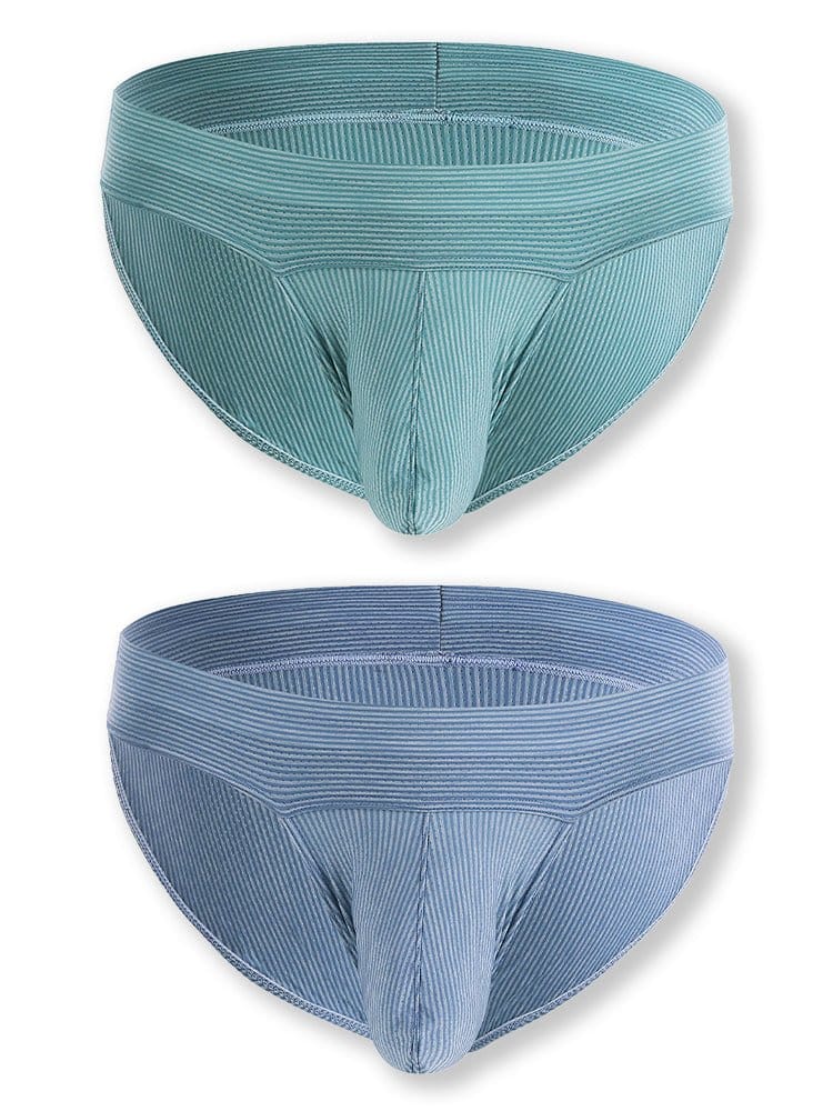 menaful Bikini Green*1+Blue*1 / S 2 Pack Ball Support Pouch Ribbed Men's Bikini Underwear