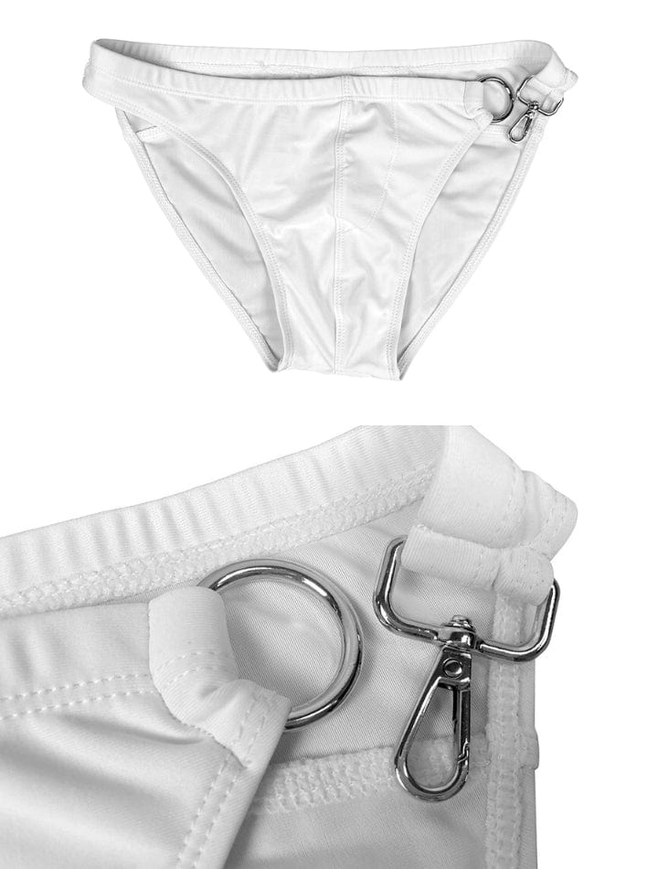 menaful Bikini Men's Low Rise Metal Buckle(Single) Swim Bikini